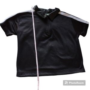 Y2K Collared Half Zip w/ White Racing Stripes Buckley Bay Black